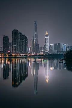 海滨都市风光高楼夜景