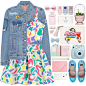 @polyvore-editorial 

#denim #jacket #pinkandblue #moschino #sweet