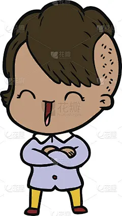 卡通快乐的嬉皮士女孩