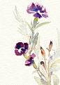 Original Watercolor Painting, Minimalist Flowers Painting, Floral Watercolour…: 