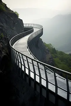 奇异的道路不锈钢防撞护栏摄影图片