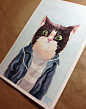 Watercolor cats : It started as a hobby. I love cats, I love watercolors, it is relaxing and funny for me to sit down and paint dressed cats. It is something I do almost every weekend. Suddenly I had a lot of cats in my studio and no space to keep them, s