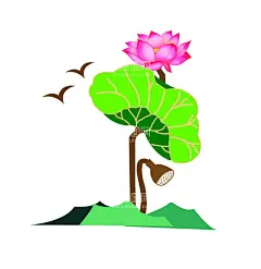 荷花  - 源文件下载【酷图网】荷花,荷叶,莲蓬,分层,鸟,山,