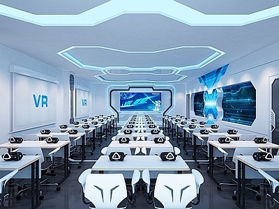 现代vr教室3d模型