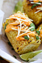 Mexi-Cali Street Corn - best Mexican street corn with Chipotle seasoning, spicy mayo, Parmesan cheese, lime and cilantro. So good | rasamalaysia.com