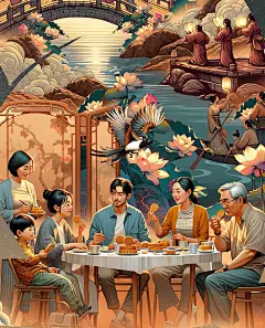 AI 含量98% | 中秋主题商业插画