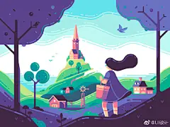 插画家Yegor Meteor大自然风光插图灵感#插画狂想# ​​​​