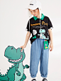gxgkids童装儿童t恤男童t恤短袖2021新款小恐龙t恤儿童短袖t恤夏-tmall.com天猫