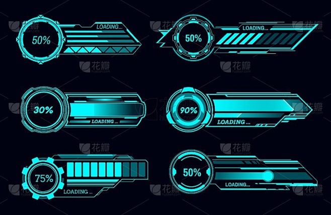 HUD加载条，SCI FI数字用户界面