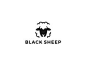 Black sheep minimal creative logo funny character design animal black sheep