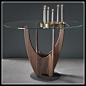新款餐桌创意个性餐桌钢化玻璃餐桌胡桃木色圆餐桌现代简约饭桌-淘宝网