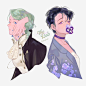 还是胶带，@九分米文创 的裁缝和@从前书手帐生活家 的短发系列，不够凑9拿以前没画完不想画的填一下 ​​​​