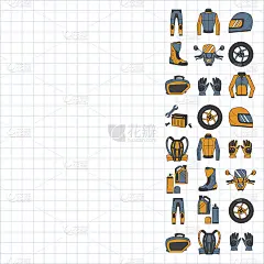 矢量集的线性摩托车图标