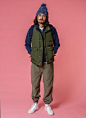 Epperson Mountaineering Leather Patch Day Pack (Midnight);    Woolrich Aleutian Vest (Mountain Green);     Woolrich Rubicon Hoodie (Bright Royal);     Our Legacy Perfect Tee (Grey Melange);     Beams Plus Gym Pant (Olive OD);     Wigwam Cypress (Olive / W