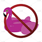 粉红色火烈鸟海滩浮动禁止标志孤立-夏天