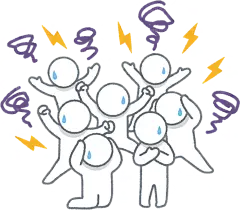 一大群人陷入恐慌的场景贴纸扁平儿童插画元素卡通免扣png图片素材