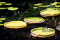 Close-Up Of Lily Pads Floating On Pond_创意图片