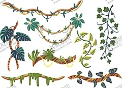 绿植藤蔓矢量卡通插画 【酷图网】绿植藤蔓插画,绿植插画,扁平风插画,卡通插画,卡通贴纸,插画元素,手绘插画,插画设计,矢量元素,元素设计
