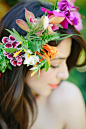 Tropical flower crown | Joielala Photography | see more on: http://burnettsboards.com/2014/05/colorful-tropical-wedding-ideas/ #flowercrown