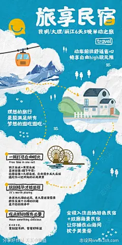 云南插画民宿旅游海报-源文件-志设网-zs9.com