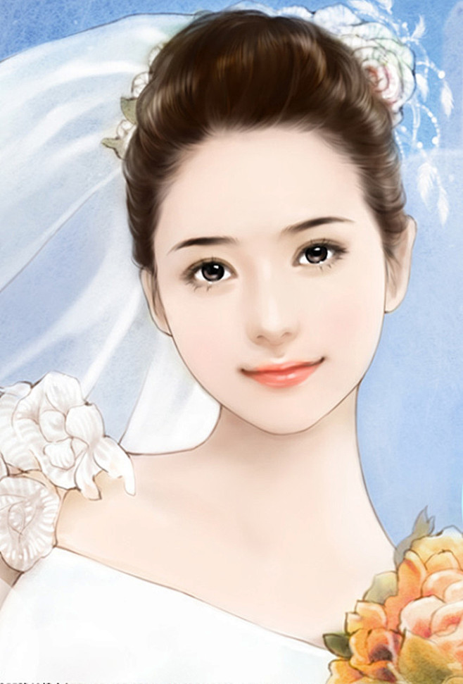 手绘现代美女。