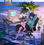 dark hair, original characters, anime, anime girls, computer | 1280x1304 Wallpaper - wallhaven.cc