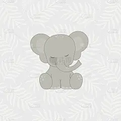 装饰图案与可爱的卡通大象