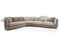 Corner leather and fabric sofa BRAVERY | Corner sofa by Longhi
