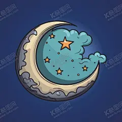 可爱月亮卡通绘画儿童插画 【酷图网】卡通,月亮,明月,月,月球,星星,星球,亮晶晶,闪闪发光,免抠素材,矢量,简笔画,儿童画,儿童插画,插画,蜡笔画,logo,图标