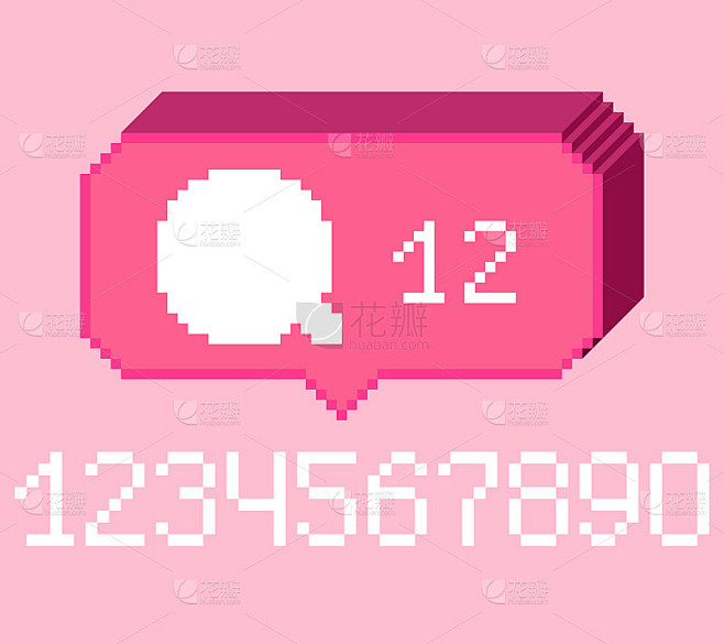 像素注释与数字icon_pink