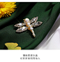 静风格胸针女时尚气质镀14K金人造水晶扣针蜻蜓造型天然珍珠别针 - 天猫Tmall.com