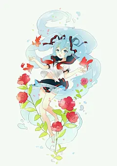 V家 瓶初音 二次元少女 插画 美 漂亮