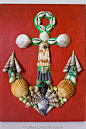 Nautical Picasso seashell mosaic Anchor.