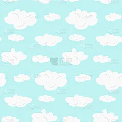 可爱的,云,白色,蓝色,四方连续纹样,平视角,云景,纺织品,环境