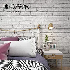 3d立体仿古白砖砖头白色砖块墙纸北欧客厅复古餐厅服装店砖纹壁纸