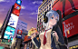 anime-girl-headphones-hamburger-city-buildings-school-uniform.jpg (2880×1800)