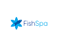 FishSpa标志 水疗馆logo 花朵 蓝色 鱼 花瓣 桑拿