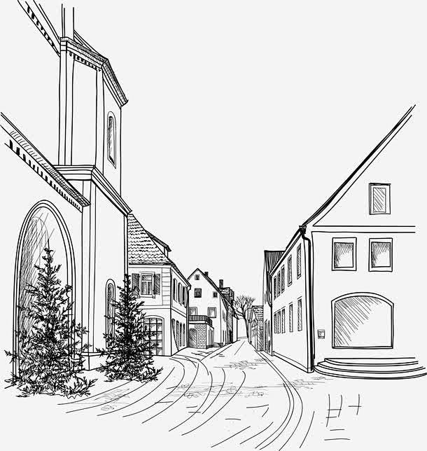 手绘街道