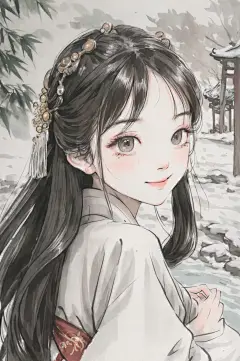 AI数字艺术古风水墨女生插画-众图网