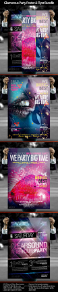 Glamorous Party Poster & Flyer Bundle - GraphicRiver Item for Sale #设计#