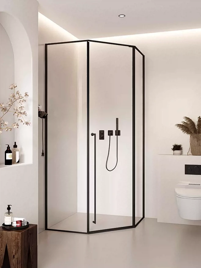 极简钻石型淋浴房浴室家用干湿分离隔断玻璃...