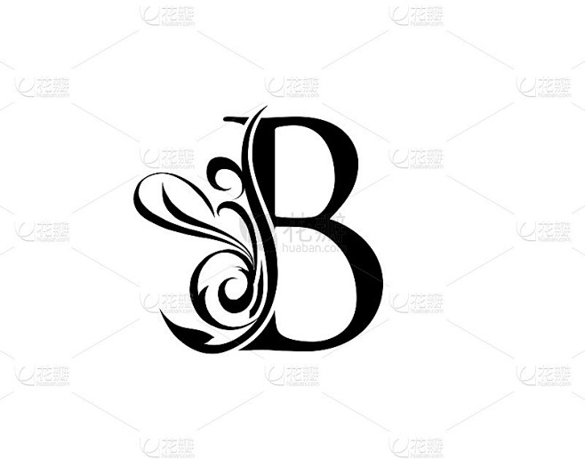 优雅的B字书法标志设计。