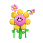 潮国创意_3D立体C4D春天春季花卉花朵气球花拟人表情编号T29789187