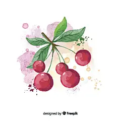 CHEERY手绘卡通樱桃车厘子水果插画元素 壁纸AI矢量LOGO图案素材 (71)