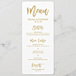 Chic Hand Lettered Gold Wedding Menu