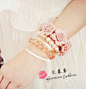 超美！波西米亚甜美日系裸色大花朵水晶珠珠手镯 手链SL50-淘宝网