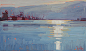 White Sunset - Rene Wiley - 12 x 20 - Oil on Panel by Rene' Wiley Gallery  ~  x 