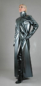 Sumptuous grey metallic latex coat