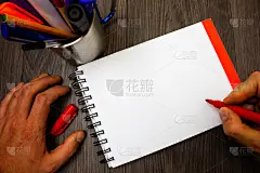 商务,空的,模板,极简构图,笔记本,设计师,距离标记,插画,分离着色,计划书