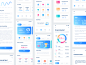 Finance App Design Project ux ui pay llustration interface icon graphics finance data dashboard colorful clean chart card blue banner bank app